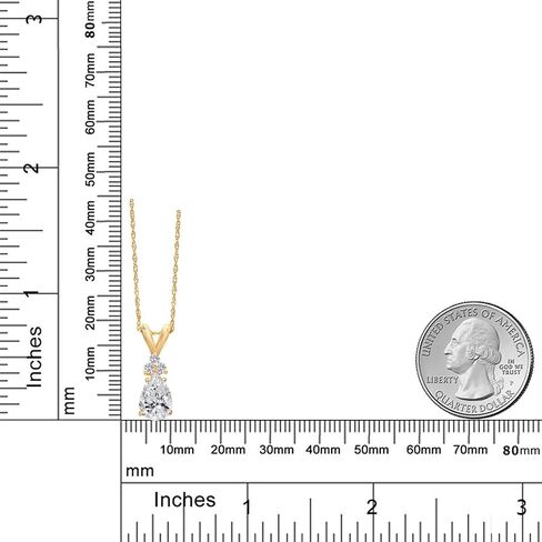 Gem Stone King 14K Yellow Gold 8X5MM Pear Shape Gemstone Birthstone and White Lab Grown Diamond Teardrop Pendant Necklace | Gold Necklace for Women | 18 Inch Gold Chain in Saudi Arabia