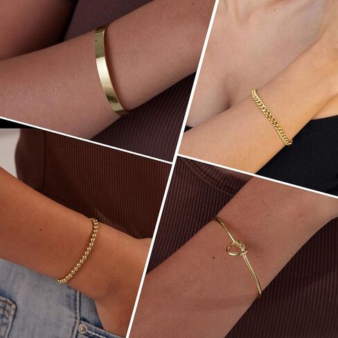925 Sterling Silver Bracelets for Women Stack, 14K Gold Plated Bangle Cuff Jewelry Set Trendy, Adjustable Tennis Knot Twisted Bracelet for Wrist Essentials Women Fashion Gifts in Kuwait