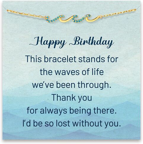 STORYJEWELLERY Wave Bracelet, Birthday Gifts For Women, 30th, 40th, 50th, 60th, 70th Women Birthday Gift Ideas, Happy Birthday Gifts for Friend Sister Mom Mother Coworker, Gifts for Women in Saudi Arabia
