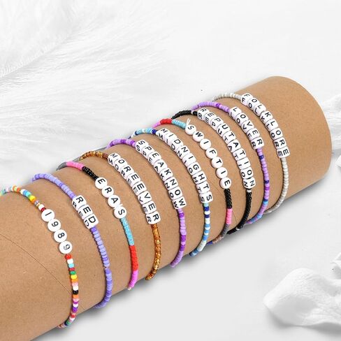 Set of 10 Inspired Bracelet for Women Outfit Jewelry Music Lover Fan Gifts Friendship Bracelets Set of 10 in Saudi Arabia