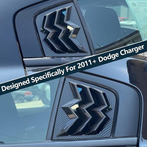 فتحات نافذة الشاحن لسيارة دودج تشارجر 2011-2024 GT/RT/SRT/SXT/SE/Scat Pack Lambo Style غطاء خلفي للزجاج الأمامي للشمس مناسب لجميع الأحوال الجوية، أسود لامع in Kuwait
