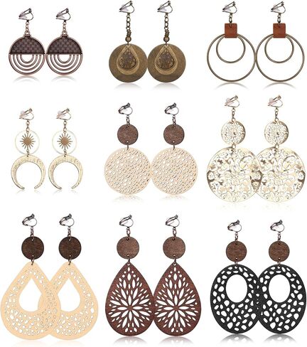 Thunaraz Clip on Dangle Earrings for Women - Bohemian Trendy Clip on Earrings Lightweight Comfortable Earrings Hypoallergenic Drop Clip ons for Non-pierced Ears Women in Saudi Arabia