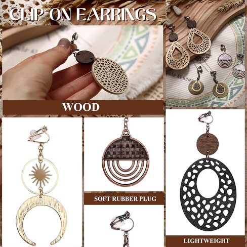 Thunaraz Clip on Dangle Earrings for Women - Bohemian Trendy Clip on Earrings Lightweight Comfortable Earrings Hypoallergenic Drop Clip ons for Non-pierced Ears Women in Saudi Arabia