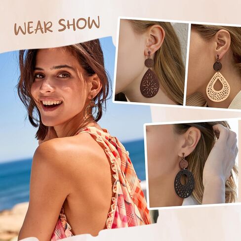 Thunaraz Clip on Dangle Earrings for Women - Bohemian Trendy Clip on Earrings Lightweight Comfortable Earrings Hypoallergenic Drop Clip ons for Non-pierced Ears Women in Saudi Arabia