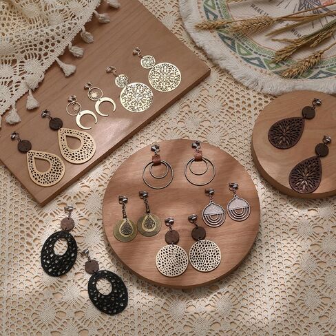 Thunaraz Clip on Dangle Earrings for Women - Bohemian Trendy Clip on Earrings Lightweight Comfortable Earrings Hypoallergenic Drop Clip ons for Non-pierced Ears Women in Saudi Arabia
