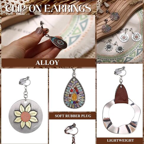 Thunaraz Clip on Dangle Earrings for Women - Bohemian Trendy Clip on Earrings Lightweight Comfortable Earrings Hypoallergenic Drop Clip ons for Non-pierced Ears Women in Saudi Arabia