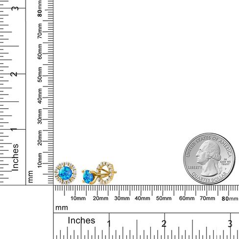 Gem Stone King 18K Yellow Gold Plated Silver 6MM Round Gemstone Birthstone and White Moissanite Removable Jacket Stud Halo Earrings For Women in Saudi Arabia