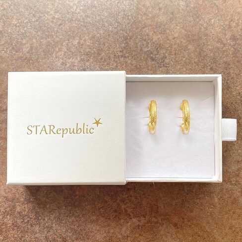 925 Sterling Silver 14K Gold Plated 25mm Heirloom Chunky Huggie Hoop Earrings in Saudi Arabia