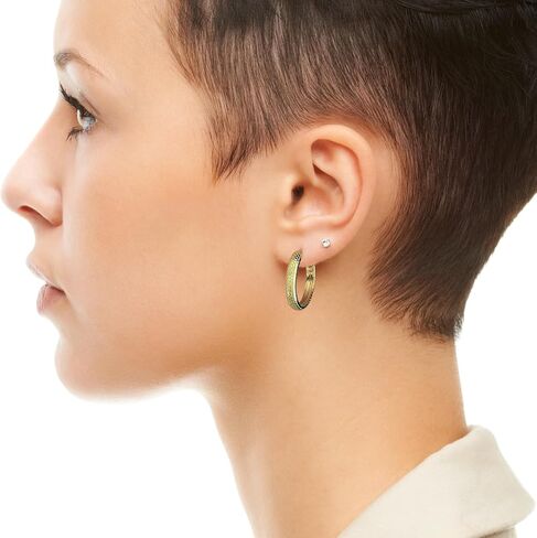 925 Sterling Silver 14K Gold Plated 25mm Heirloom Chunky Huggie Hoop Earrings in Saudi Arabia