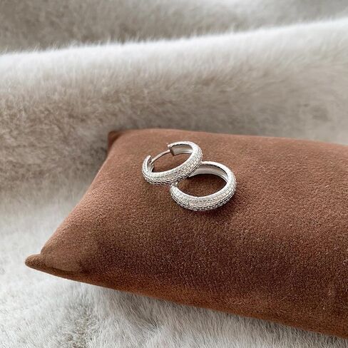 925 Sterling Silver 14K Gold Plated 25mm Heirloom Chunky Huggie Hoop Earrings in Saudi Arabia