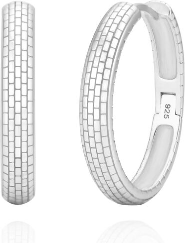 925 Sterling Silver 14K Gold Plated 25mm Heirloom Chunky Huggie Hoop Earrings in Saudi Arabia