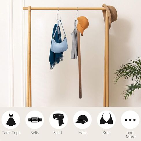 ZEDODIER Purse Hanger Organizer for Closet, 2 Pack Rotatable Hanging Bag Holder, 8 Storage Capacity, Keeping Purses Visible and in Good Condition, Metal Handbag Storage Hook Rack Space Saver, Silver in Kuwait