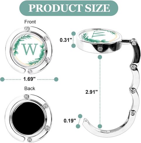 XSUIOY 3Pcs Personalized Initial Foldable Purse Hook for Table,Crushed Flower Letters Folding Purse Hanger,Purse Holder Handbag Hanger Collection Desk Table Bag Hooks for Women Bag(Black-F) in Kuwait