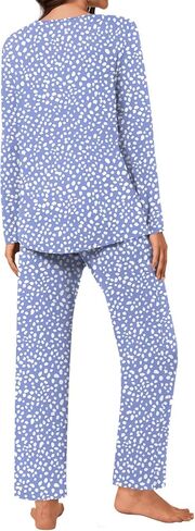 Aodemo Women's Fall 2 Piece Pajama Sets, Long Sleeve Pleated Lounge Outfits Sleepwear Ladies Pjs Set with Pockets in Kuwait