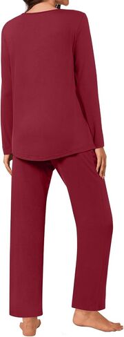 Aodemo Women's Fall 2 Piece Pajama Sets, Long Sleeve Pleated Lounge Outfits Sleepwear Ladies Pjs Set with Pockets in Saudi Arabia
