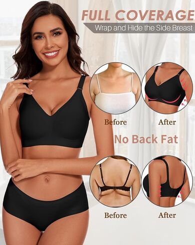 حمالات صدر لاسلكية بدون خياطة من WOWENY للنساء، تغطية كاملة مع دعم بدون أسلاك داخلية، حمالة صدر مريحة وناعمة in Kuwait