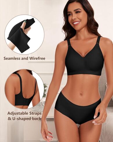 حمالات صدر لاسلكية بدون خياطة من WOWENY للنساء، تغطية كاملة مع دعم بدون أسلاك داخلية، حمالة صدر مريحة وناعمة in Kuwait