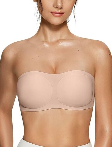 Vertvie Women's Wireless Strapless Bra Seamless Padded Bandeau Bra Non-Slip Silicone Tube Top Push Up Convertible Bralette in Saudi Arabia