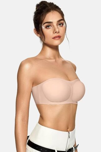 Vertvie Women's Wireless Strapless Bra Seamless Padded Bandeau Bra Non-Slip Silicone Tube Top Push Up Convertible Bralette in Saudi Arabia