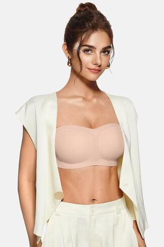 Vertvie Women's Wireless Strapless Bra Seamless Padded Bandeau Bra Non-Slip Silicone Tube Top Push Up Convertible Bralette in Saudi Arabia