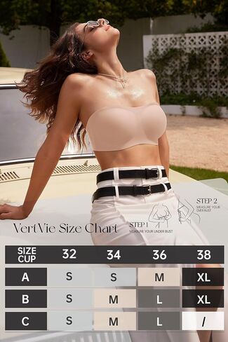 Vertvie Women's Wireless Strapless Bra Seamless Padded Bandeau Bra Non-Slip Silicone Tube Top Push Up Convertible Bralette in Saudi Arabia