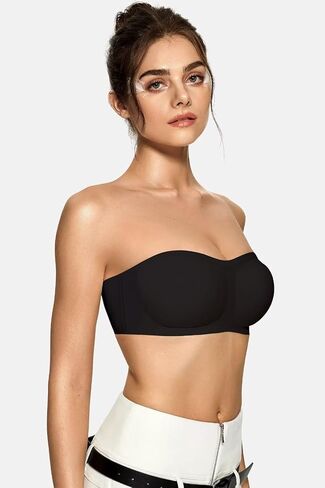Vertvie Women's Wireless Strapless Bra Seamless Padded Bandeau Bra Non-Slip Silicone Tube Top Push Up Convertible Bralette in Saudi Arabia