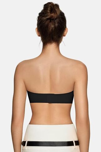 Vertvie Women's Wireless Strapless Bra Seamless Padded Bandeau Bra Non-Slip Silicone Tube Top Push Up Convertible Bralette in Saudi Arabia