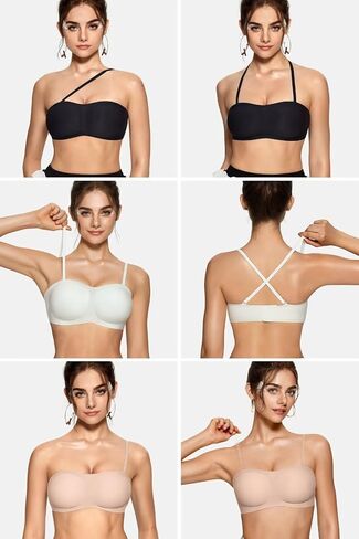 Vertvie Women's Wireless Strapless Bra Seamless Padded Bandeau Bra Non-Slip Silicone Tube Top Push Up Convertible Bralette in Saudi Arabia
