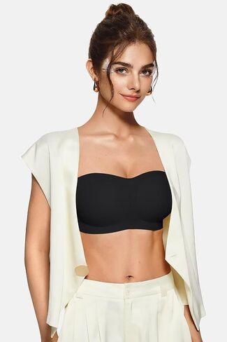 Vertvie Women's Wireless Strapless Bra Seamless Padded Bandeau Bra Non-Slip Silicone Tube Top Push Up Convertible Bralette in Saudi Arabia