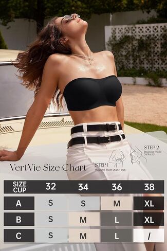 Vertvie Women's Wireless Strapless Bra Seamless Padded Bandeau Bra Non-Slip Silicone Tube Top Push Up Convertible Bralette in Saudi Arabia