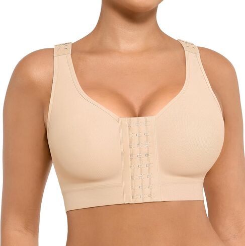 FeelinGirl Women Post Surgery Bra Front Closure Surgical Recovery Everyday Bra Wireless Mastectomy Bra with Adjustable Straps in Saudi Arabia