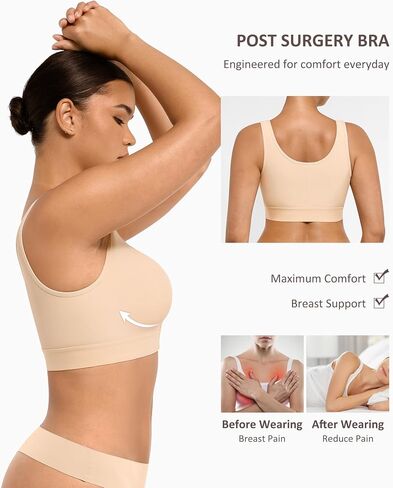 FeelinGirl Women Post Surgery Bra Front Closure Surgical Recovery Everyday Bra Wireless Mastectomy Bra with Adjustable Straps in Saudi Arabia
