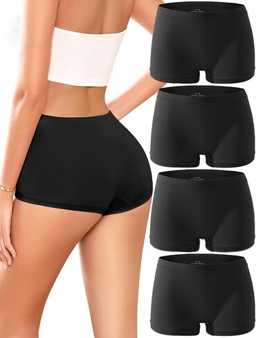 Boy Shorts Underwear for Women Seamless Boxer Shorts Underwear Soft Stretch Boyshort Panties 4 Pack in Saudi Arabia