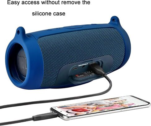 حافظة واقية من السيليكون لجهاز JBL تشارج 4 سماعة بلوتوث محمولة مقاومة للماء مع حزام كتف وحلقة معدنية in Saudi Arabia