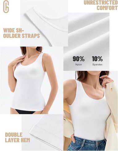 Womens Tank Tops Shapewear Tummy Control Compression Crew Neck Camisole Seamless Body Shaper Tanks for Women Cami in Saudi Arabia