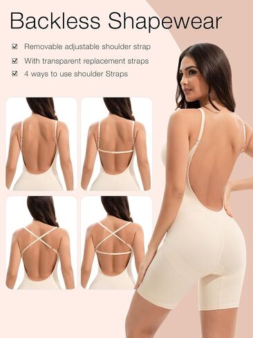 Slimers Backless Shapewear Tummy Control: Low Back Plunge Shapewear Bodysuit - Built In Bra Full Body shaper For Woman in Saudi Arabia