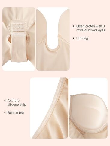 Slimers Backless Shapewear Tummy Control: Low Back Plunge Shapewear Bodysuit - Built In Bra Full Body shaper For Woman in Saudi Arabia