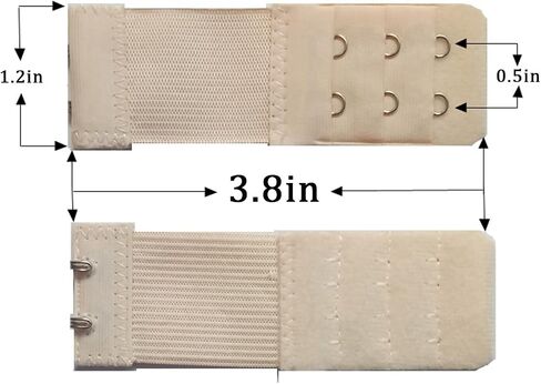 TAIKULE Women's Bra Extenders 3 Rows 2 Hooks/ 3 Hooks/ 4 Hooks Stretchy Bra Extension Strap (Black, White, Nude, Beige) in Saudi Arabia