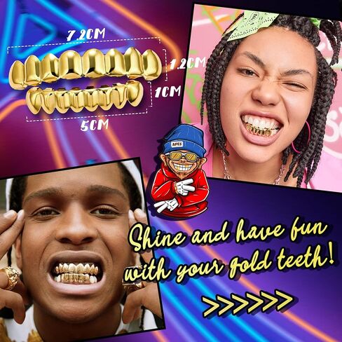 LOYALLOOK 80s 90s الهيب هوب أزياء الزي للرجال النساء وهمية سلسلة ذهبية قلادة المال سلسلة الدولار علامة الذهب كانجي الدائري المدرسة القديمة مغني الراب الأسنان Grillz مغني الراب مجموعة الملحقات عيد الهالوين in Kuwait