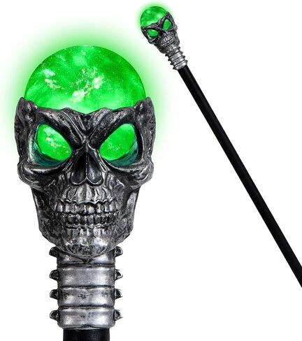 Spooktacular Creations Halloween Skull Ball Staff Vintage Cane, Magic Walking Cane Prop Stick Accessory for Halloween Party Pretend Play Costume, Halloween Dress Up in Saudi Arabia