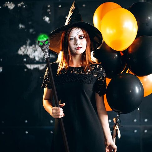 Spooktacular Creations Halloween Skull Ball Staff Vintage Cane, Magic Walking Cane Prop Stick Accessory for Halloween Party Pretend Play Costume, Halloween Dress Up in Saudi Arabia