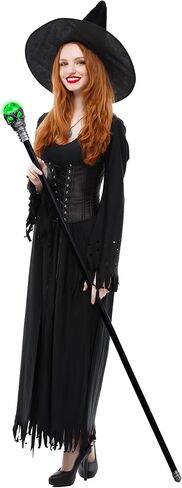 Spooktacular Creations Halloween Skull Ball Staff Vintage Cane, Magic Walking Cane Prop Stick Accessory for Halloween Party Pretend Play Costume, Halloween Dress Up in Saudi Arabia