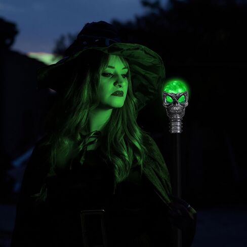 Spooktacular Creations Halloween Skull Ball Staff Vintage Cane, Magic Walking Cane Prop Stick Accessory for Halloween Party Pretend Play Costume, Halloween Dress Up in Saudi Arabia