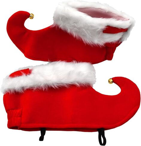أحذية Nicky Bigs Novelties للكبار من الجنسين لعيد الميلاد سانتا الأحمر والأبيض Elf أحذية جلجل بيلز أغطية أحذية إكسسوار أزياء in Kuwait