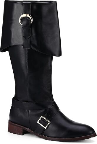 Jiuguva Caribbean Pirate Costume Boots Halloween Renaissance Medieval Leather Long Boots for Men Women Riding Cosplay in Kuwait