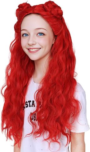 ColorGround Long Straight Hot Pink Cosplay Wig with 2 Ponytails for Halloween Party Costume (Hot Pink) in Saudi Arabia
