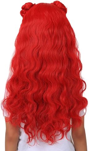 ColorGround Long Straight Hot Pink Cosplay Wig with 2 Ponytails for Halloween Party Costume (Hot Pink) in Saudi Arabia