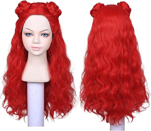 ColorGround Long Straight Hot Pink Cosplay Wig with 2 Ponytails for Halloween Party Costume (Hot Pink) in Saudi Arabia