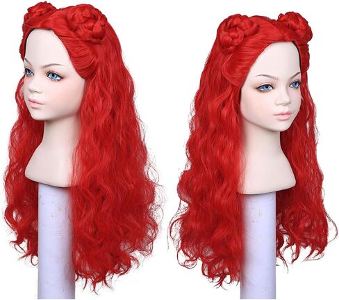 ColorGround Long Straight Hot Pink Cosplay Wig with 2 Ponytails for Halloween Party Costume (Hot Pink) in Saudi Arabia