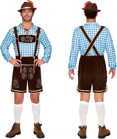 أزياء Spooktacular Creations البافارية لمهرجان أكتوبر، زي Lederhosens للرجال الألماني لحفلات الهالوين والبيرة in Saudi Arabia